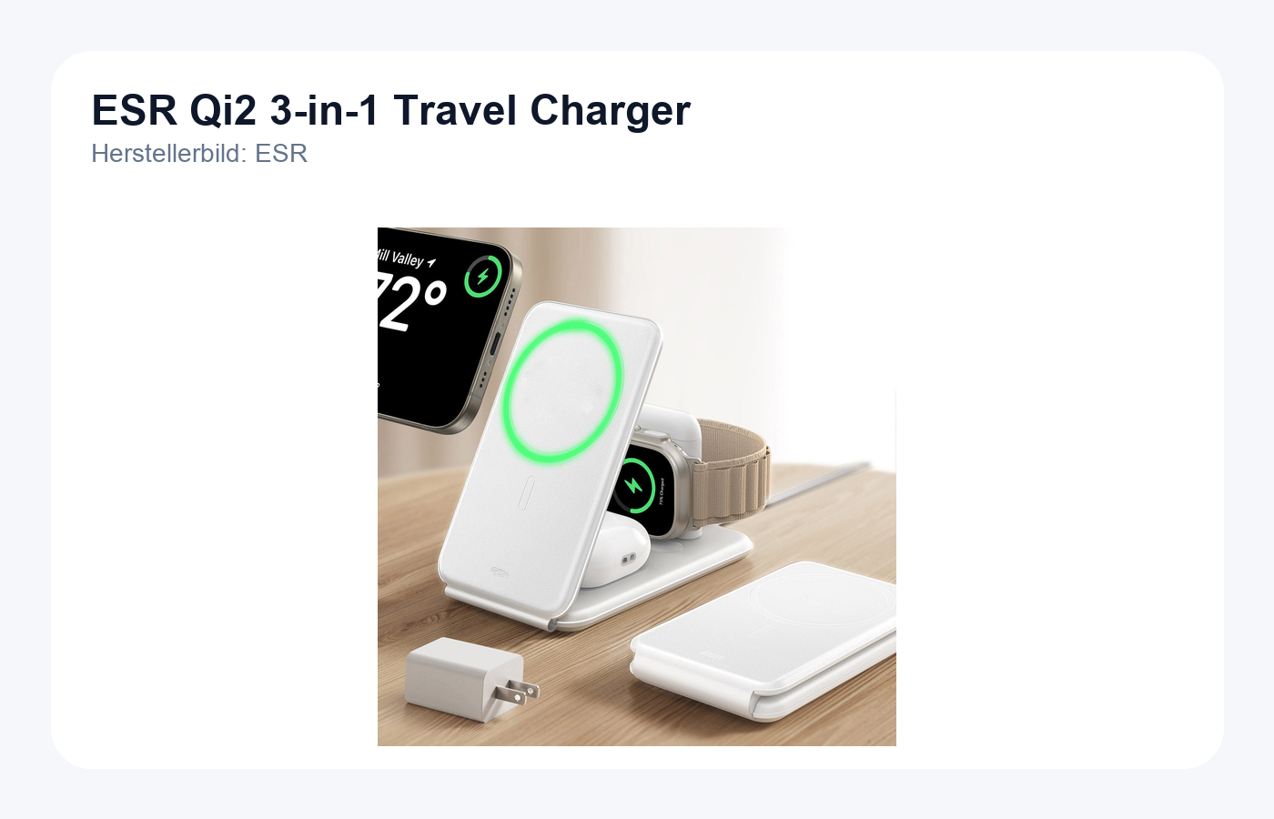 ESR Qi2 3-in-1 Travel Wireless Charging Set Produktbild