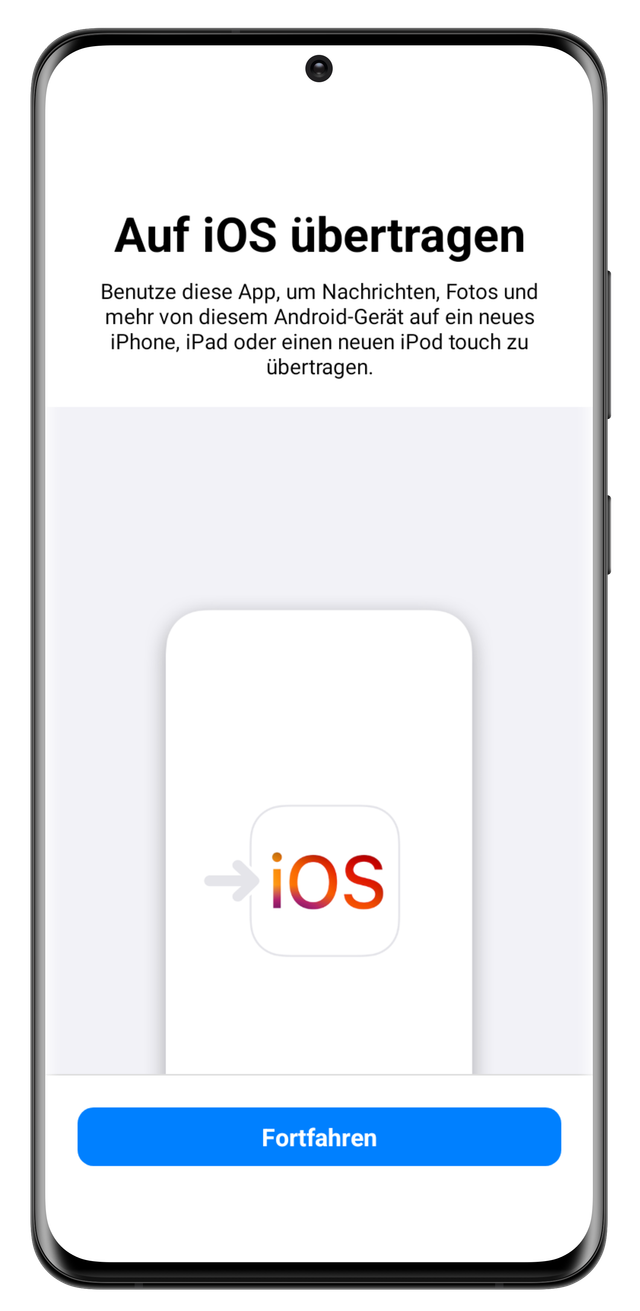 Android-App „Auf iOS übertragen“ mit Fortfahren-Button