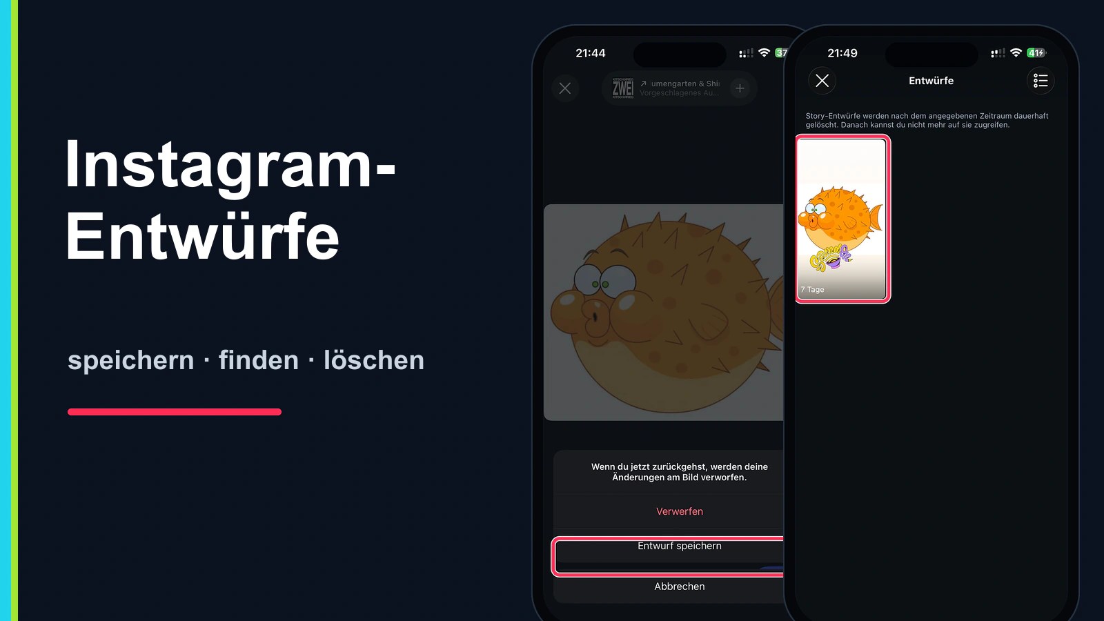 Instagram-Entwürfe speichern, finden und löschen