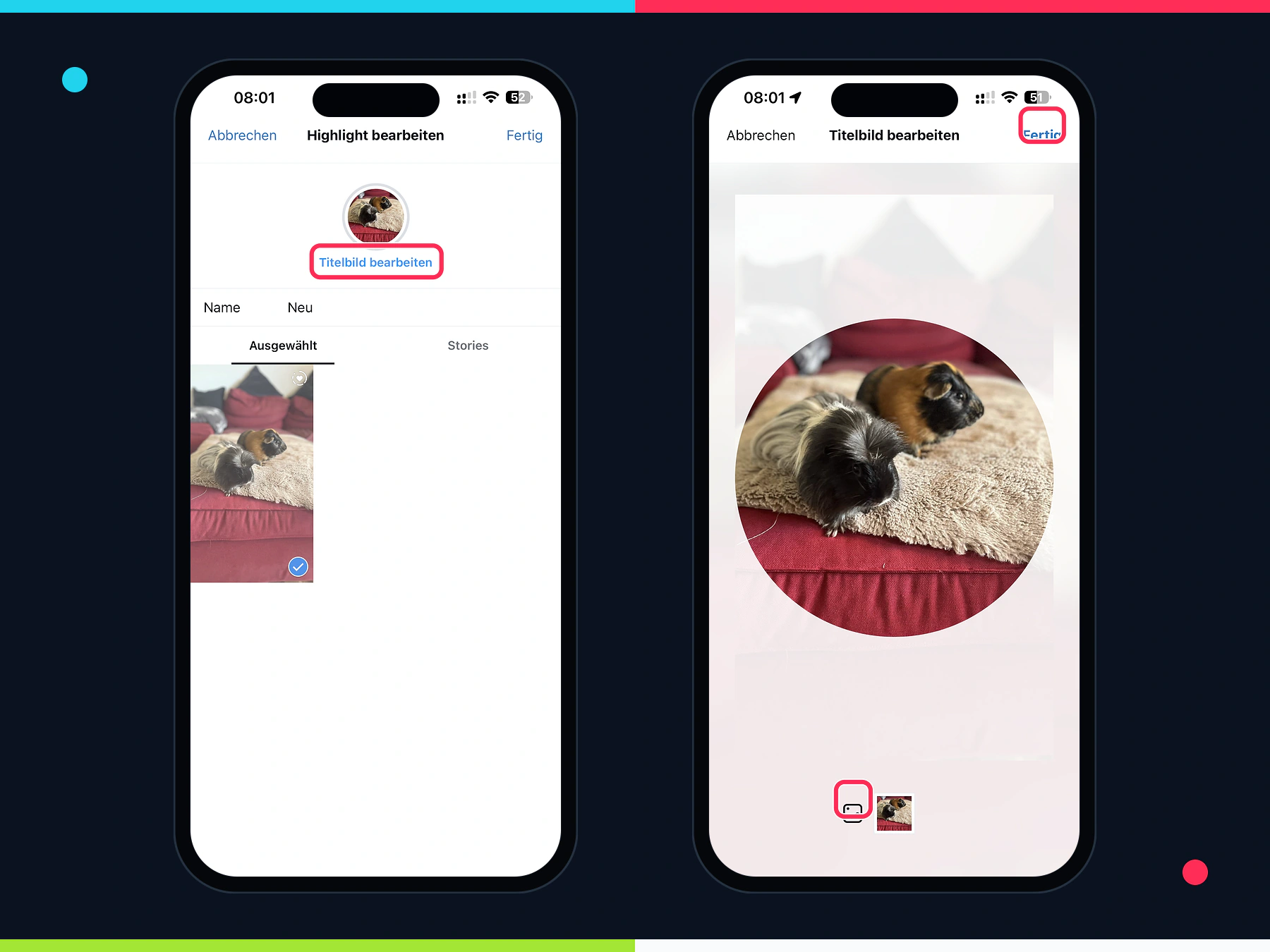 Eigenes Instagram Highlight Cover aus der iPhone-Fotomediathek auswählen