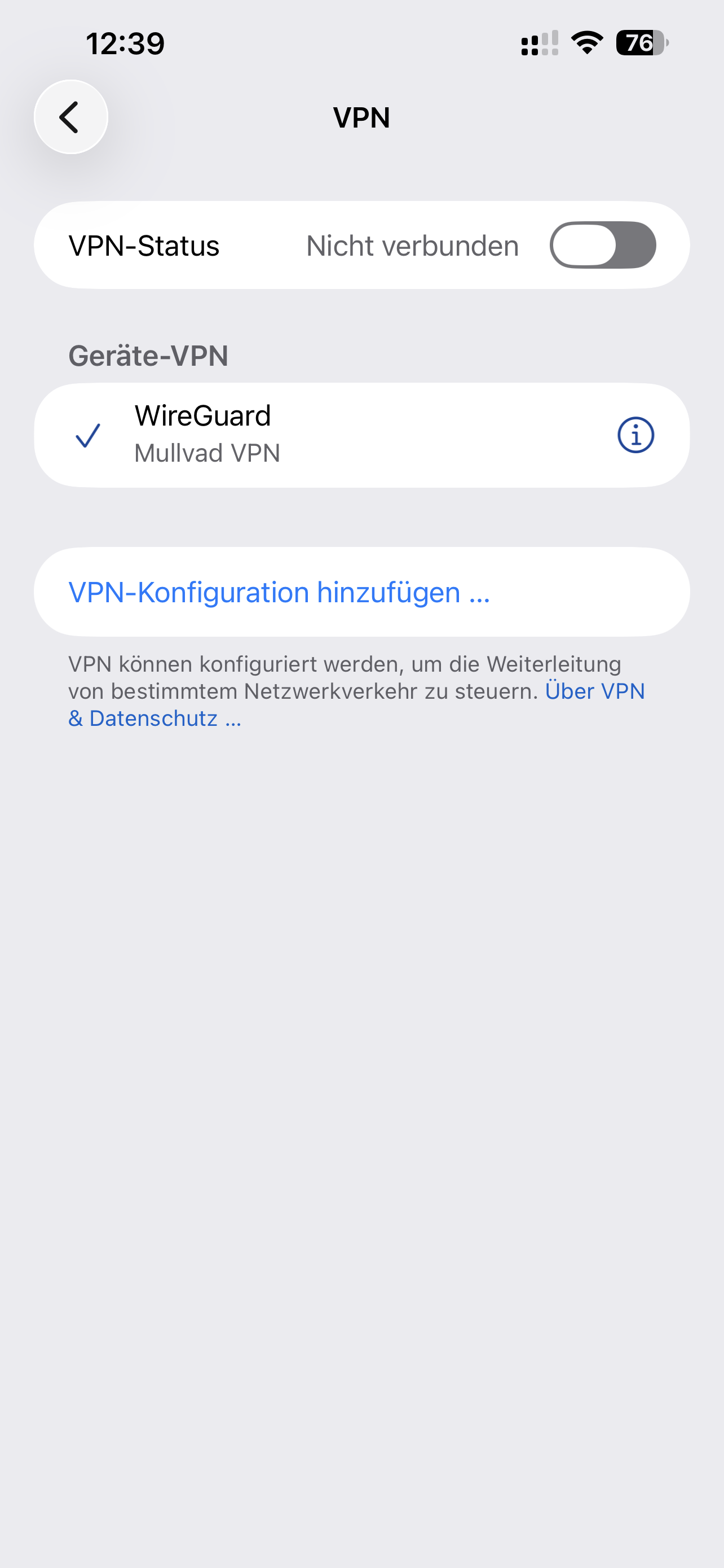 VPN-Status in den iPhone-Einstellungen deaktivieren