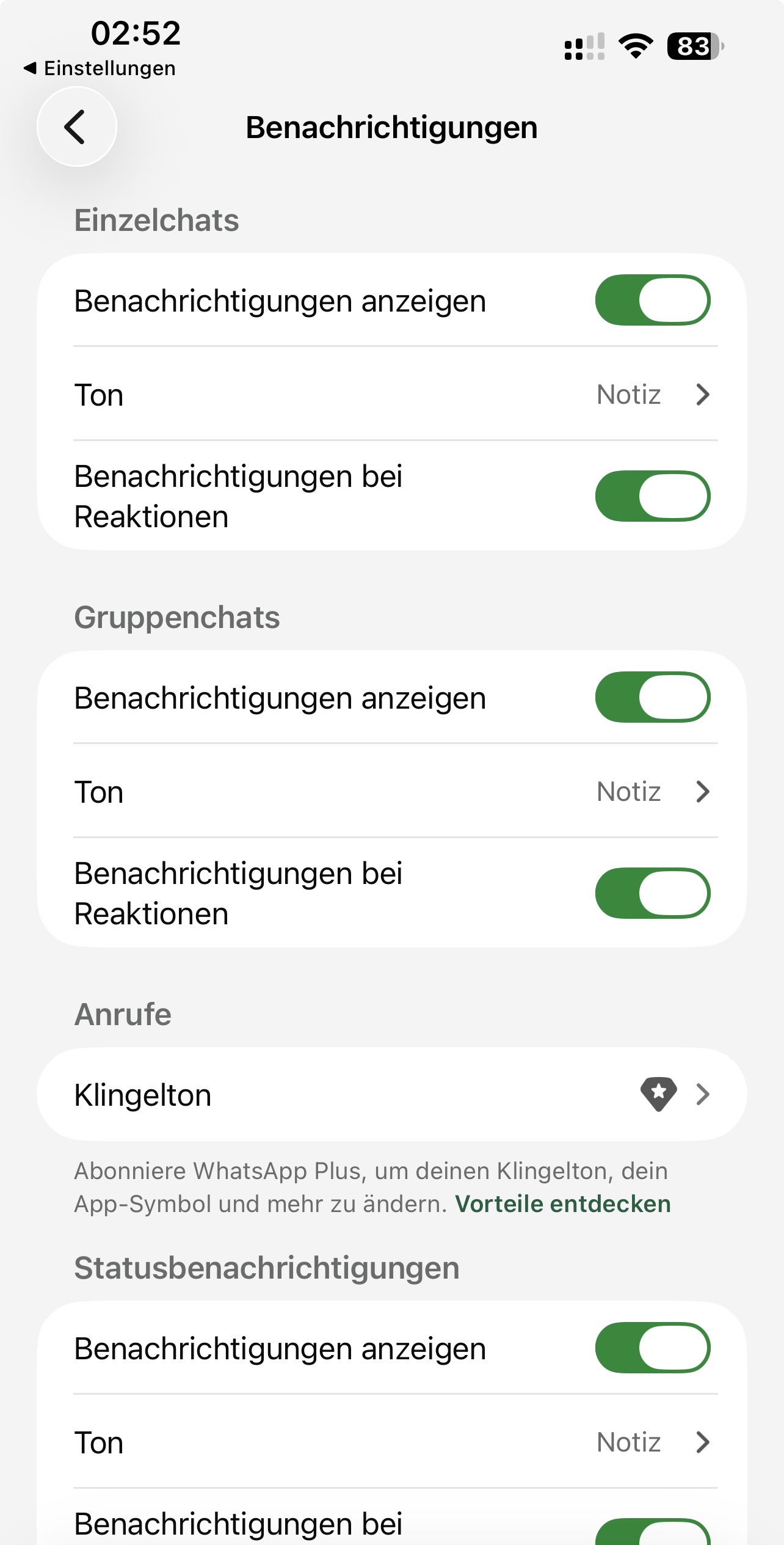 WhatsApp Benachrichtigungen auf dem iPhone prüfen