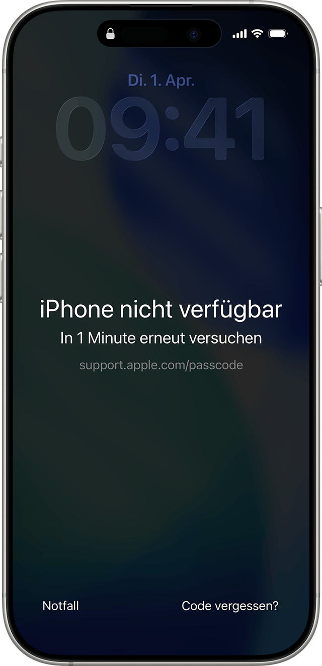 iPhone nicht verfügbar mit Option iPhone löschen