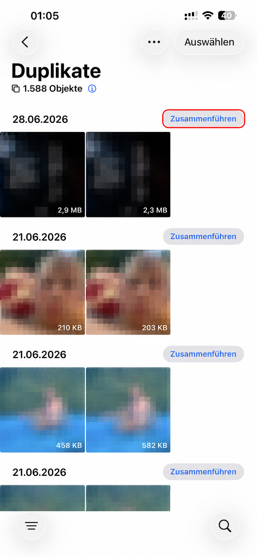 Anonymisierte Foto-Duplikate auf dem iPhone zusammenführen