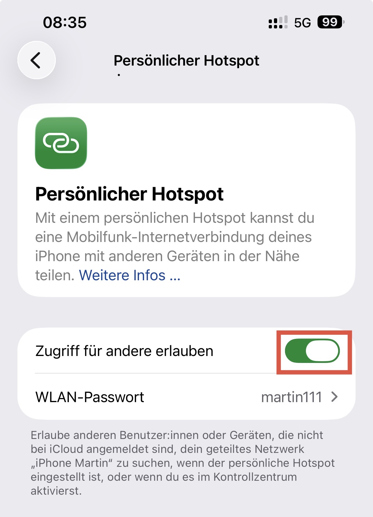 iPhone Persönlicher Hotspot Zugriff für andere erlauben aktivieren