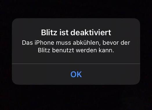 iPhone Blitz deaktiviert wegen Temperatur Taschenlampe geht nicht