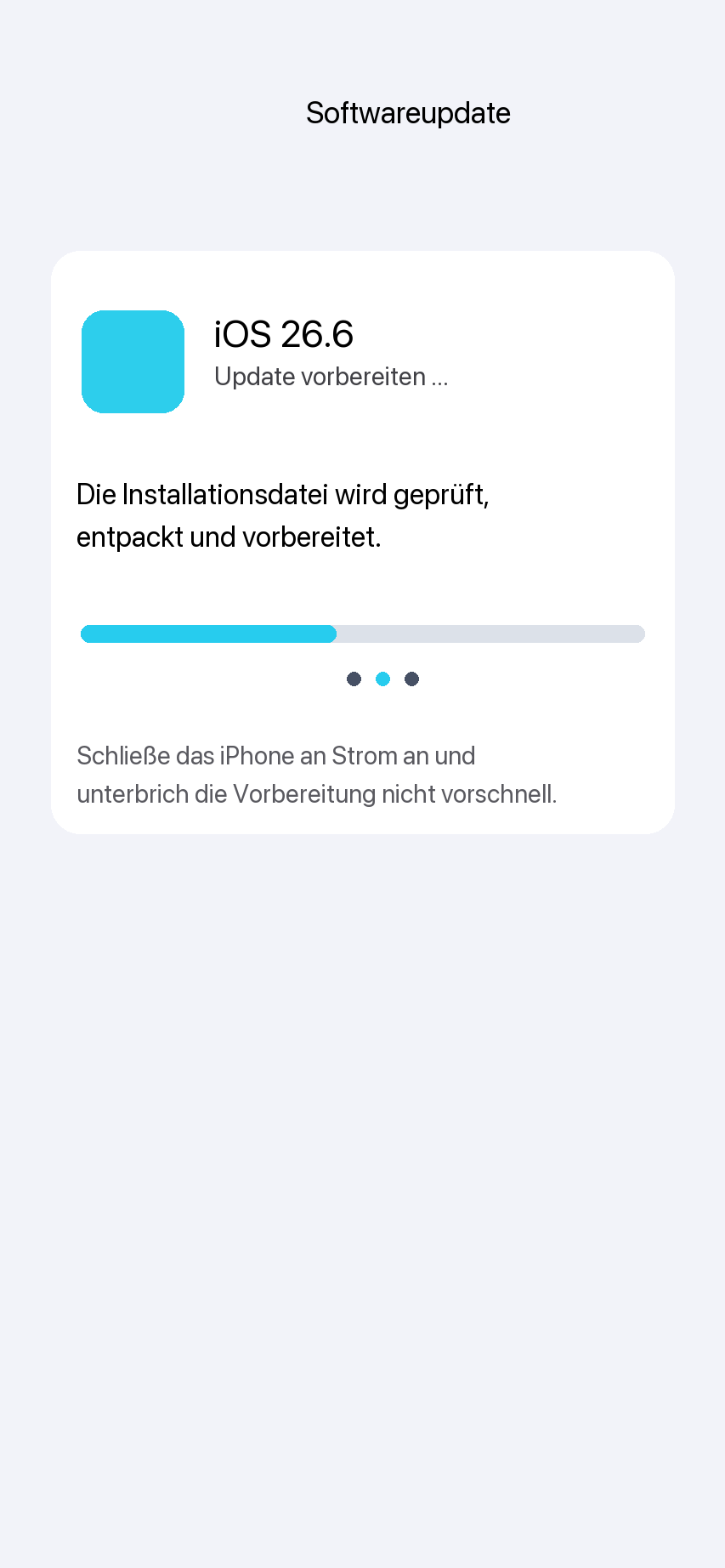 iPhone Update vorbereiten hängt
