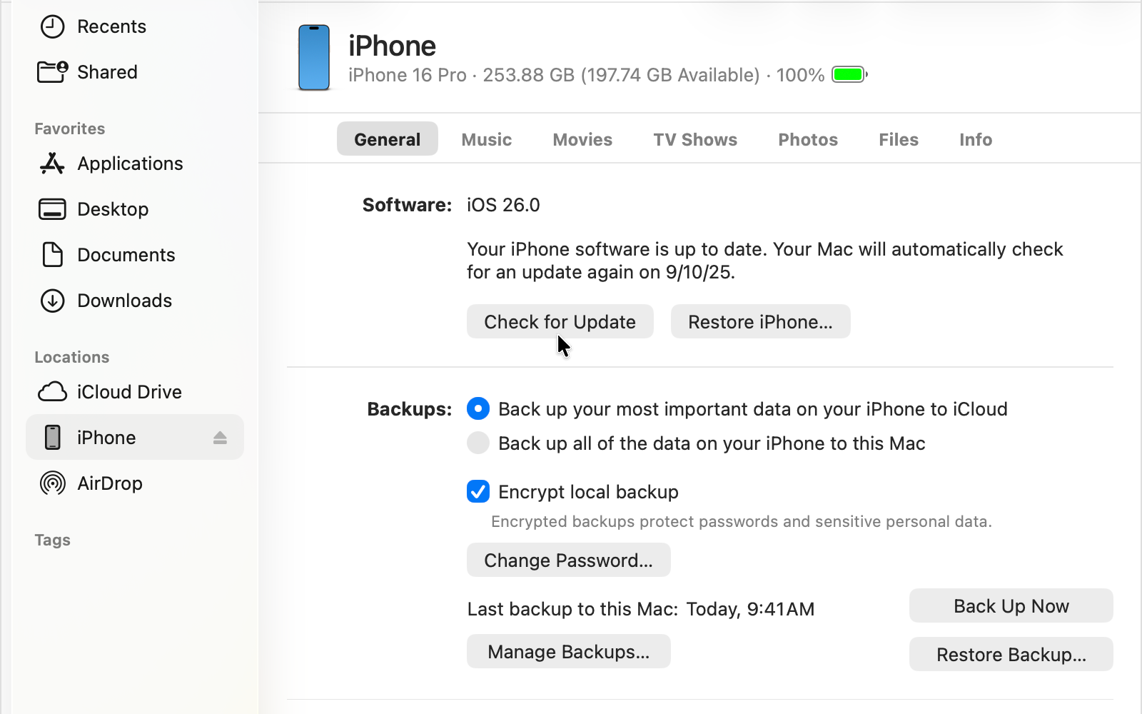 iPhone iOS Update über Finder am Mac installieren