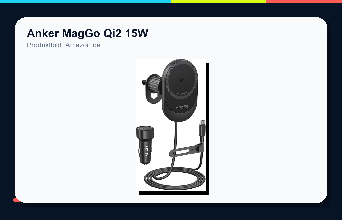 Anker MagGo Wireless Car Charger Qi2 15W Produktbild