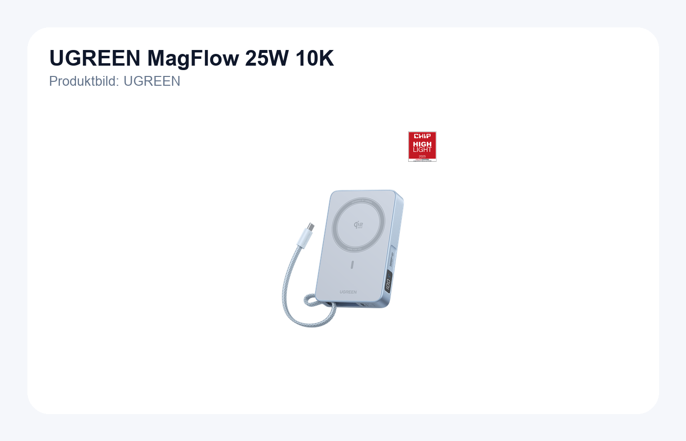 UGREEN MagFlow Magnetische Powerbank 10.000 mAh 25W Produktbild