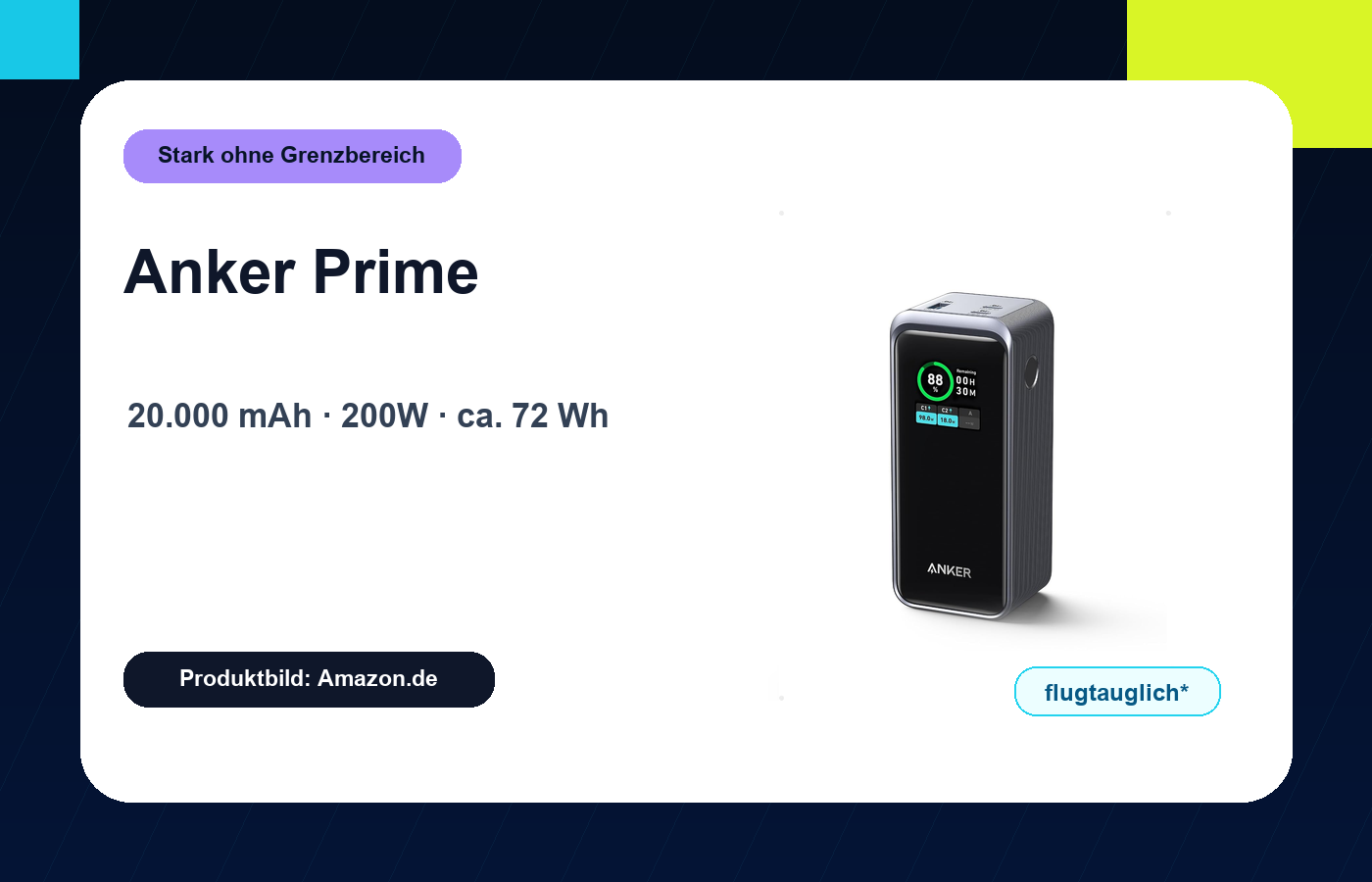 Anker Prime Power Bank 20.000 mAh 200W Produktbild