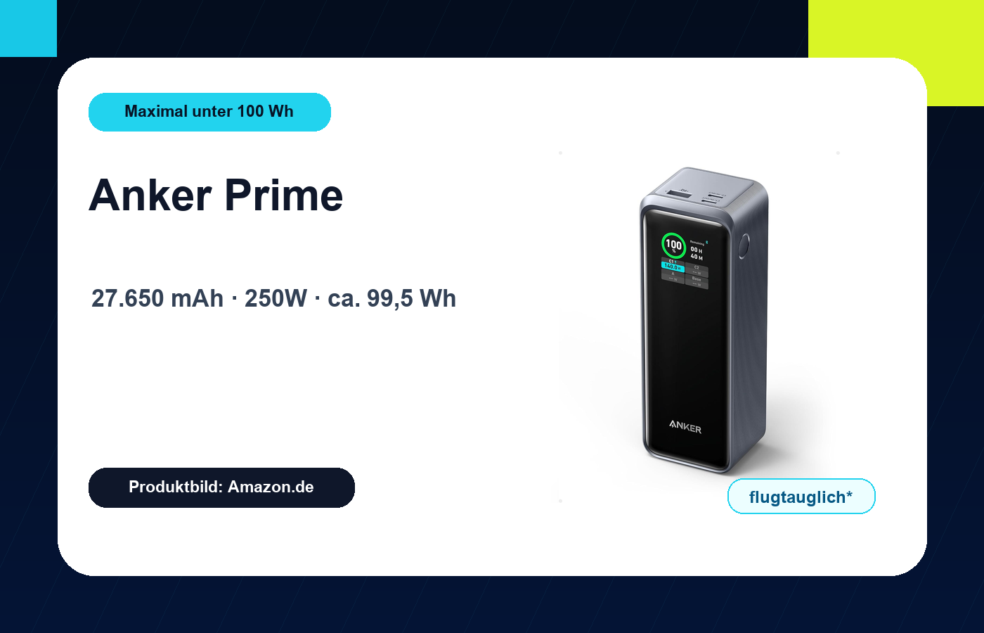 Anker Prime Power Bank 27.650 mAh 250W Produktbild