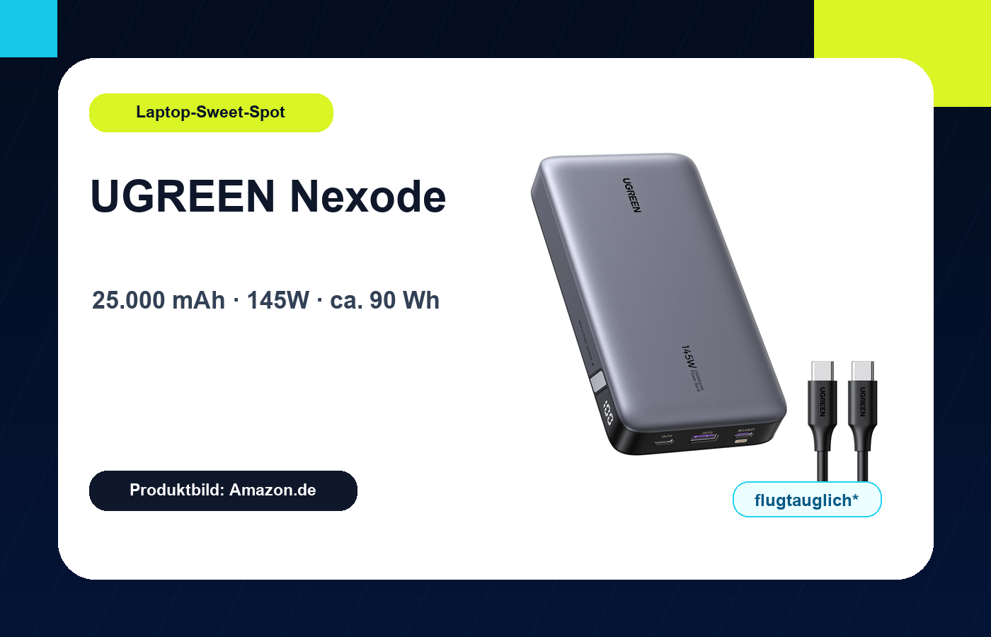 UGREEN Nexode Power Bank 25.000 mAh 145W Produktbild