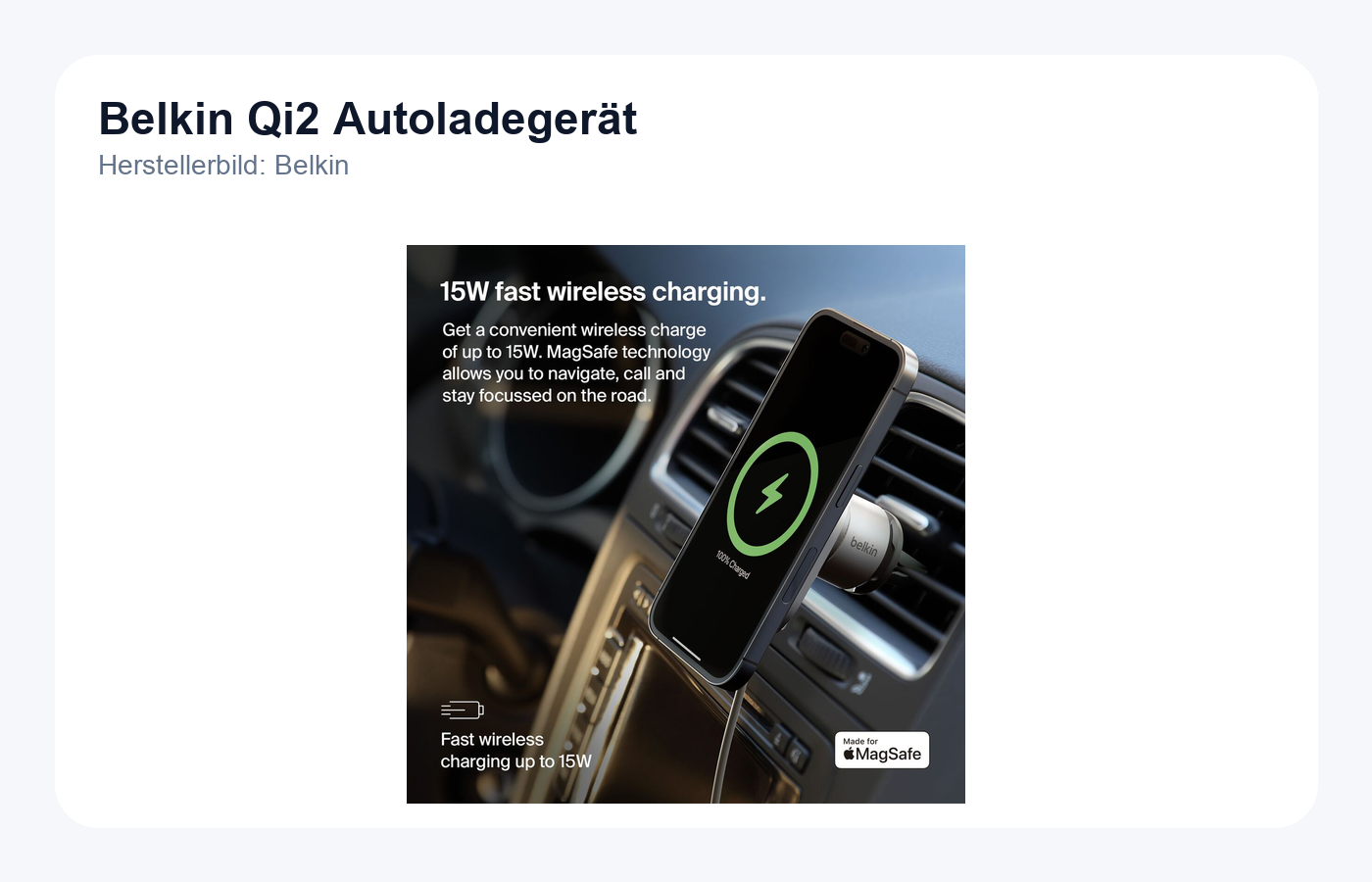 Belkin Qi2 Autoladegerät Produktbild