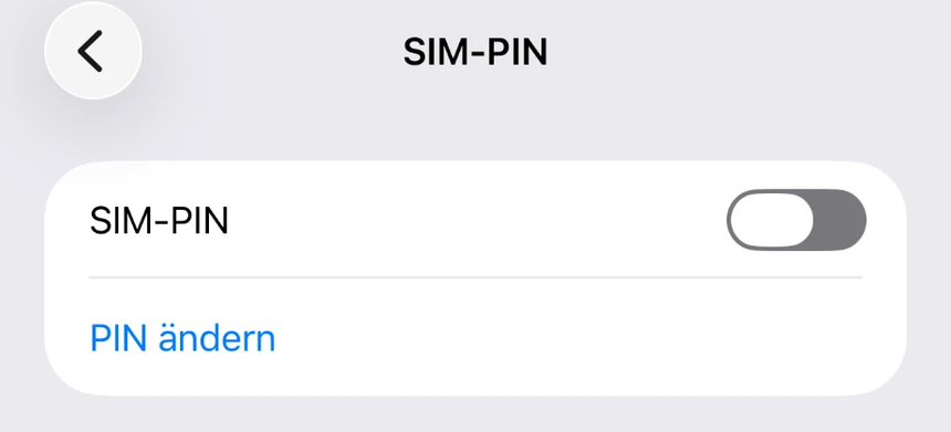 Einstellungsseite SIM-PIN unter iOS 27 mit dem Schalter SIM-PIN und dem Eintrag PIN ändern