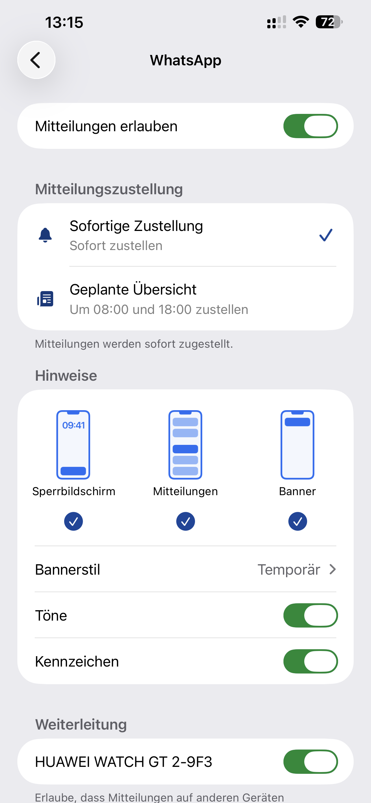 iPhone WhatsApp Mitteilungen erlauben wenn Nachrichten erst beim Öffnen kommen