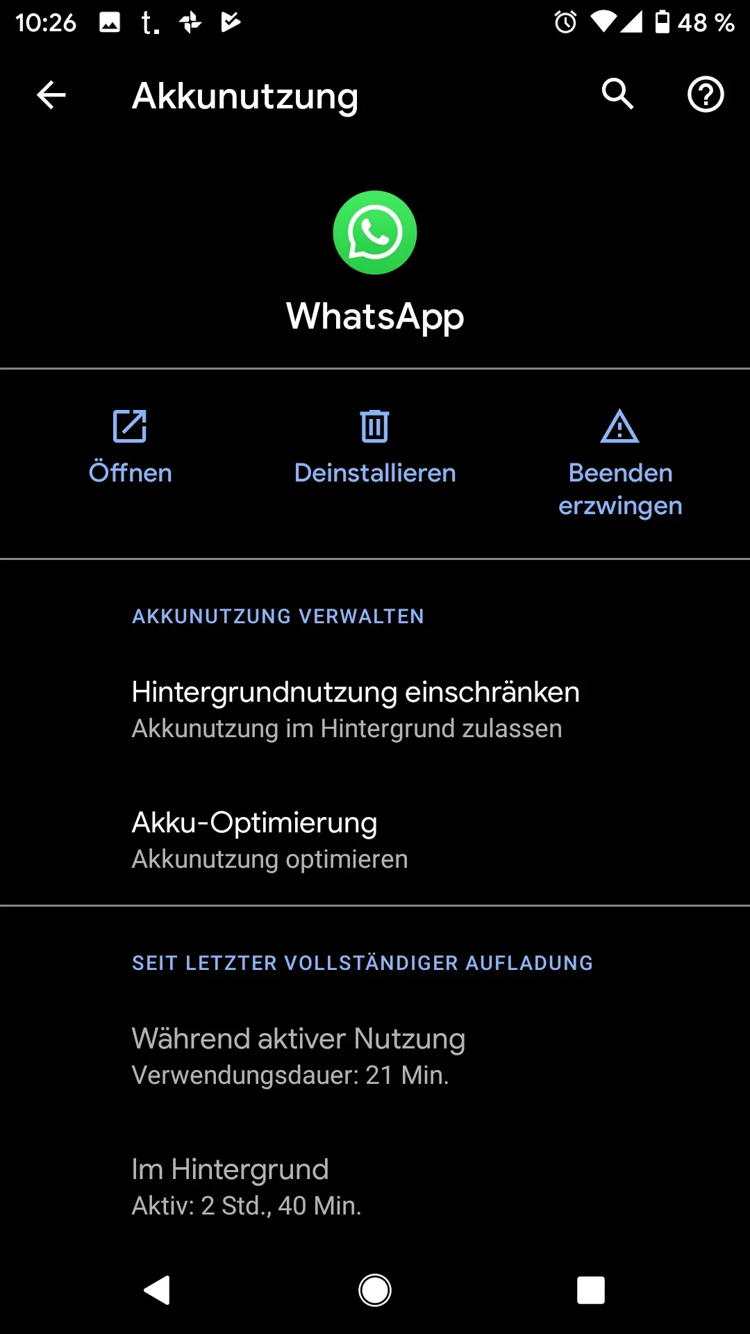 Android Akku-Optimierung für WhatsApp deaktivieren wenn Nachrichten erst beim Öffnen kommen