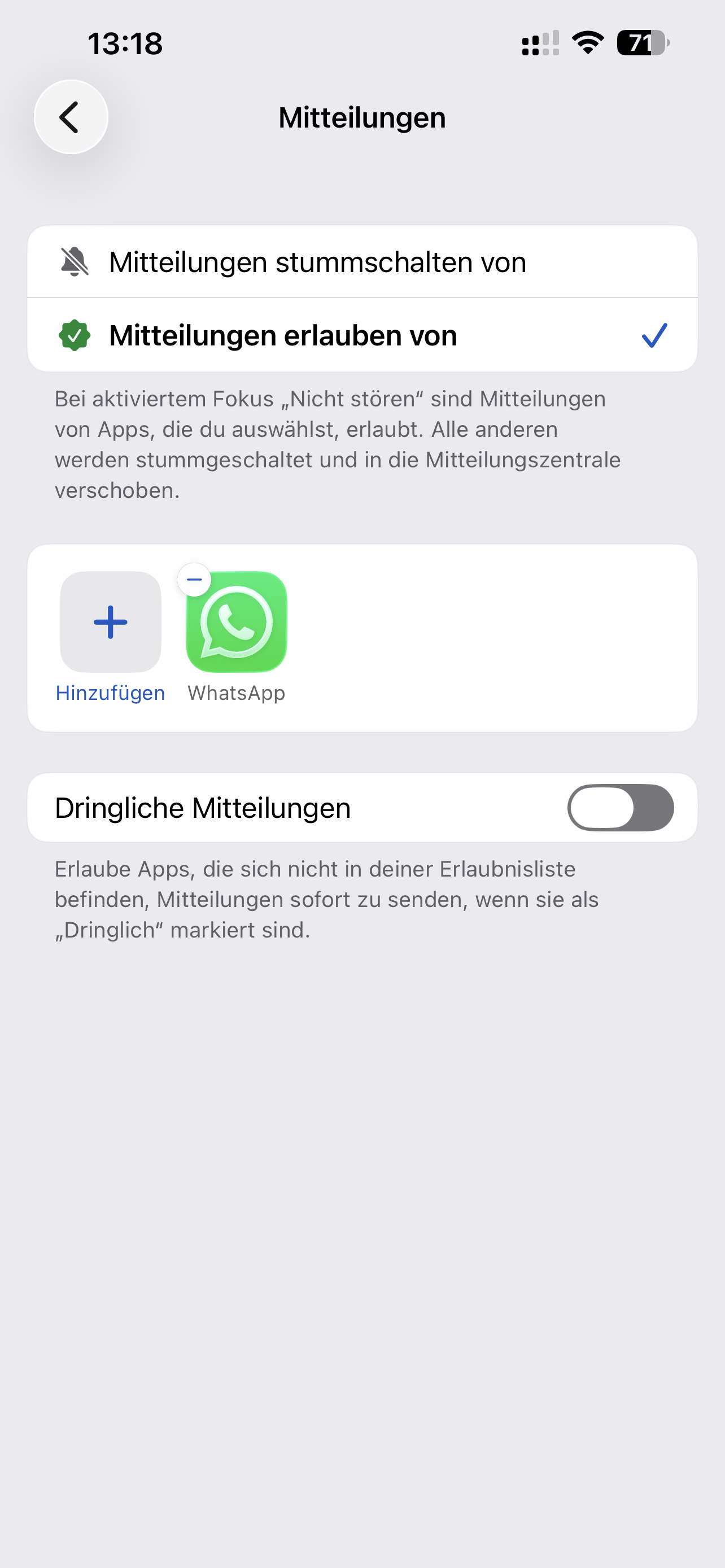iPhone Fokus WhatsApp bei Mitteilungen erlauben