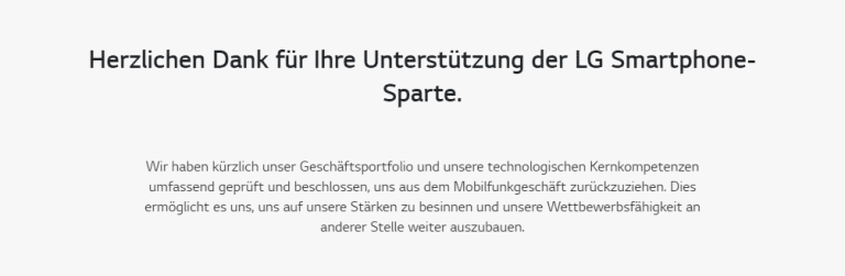LG verlässt Smartphone-Sektor