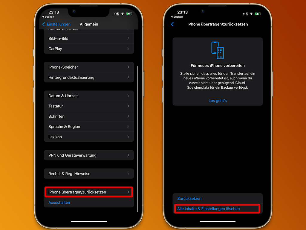 iPhone Einstellungen zurücksetzten