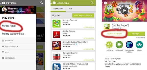 Apps deinstallieren Android