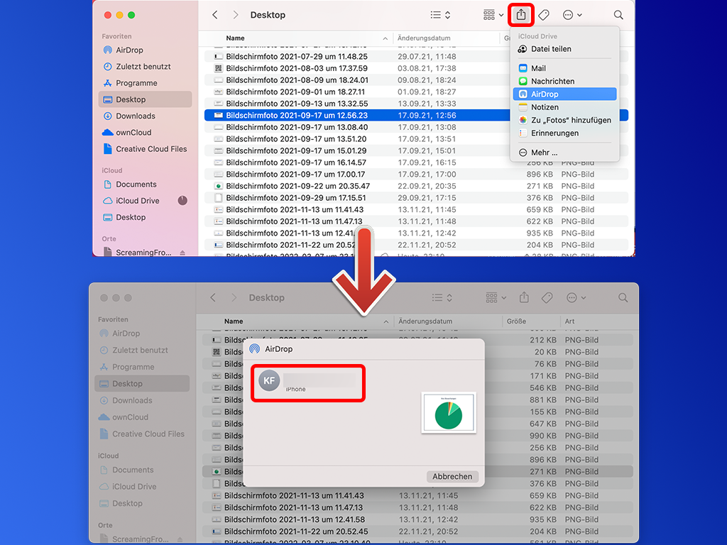 Dateien per AirDrop von einem Mac an andere Geräte senden