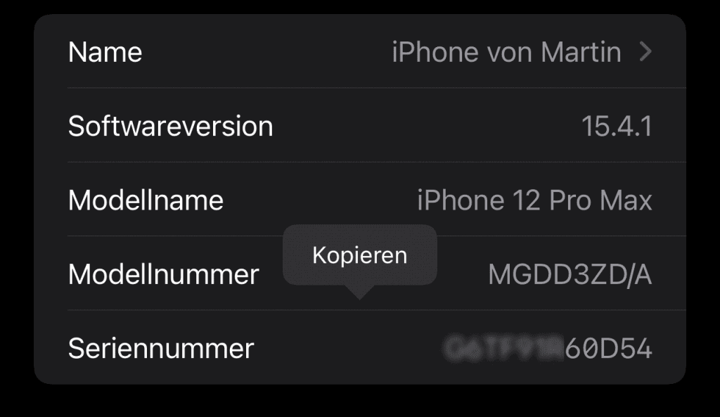 Alter iPhone Seriennummer